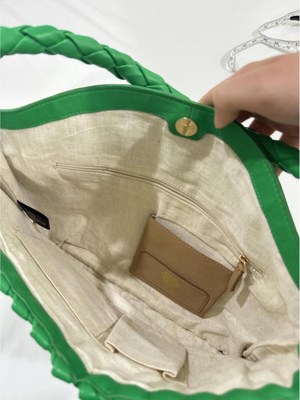 Vince Camuto Lyona Woven Leather Kelly Green Shoulder Bag Hobo Y2K Designer Bag - Picture 6 of 9